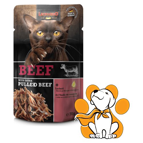 Leonardo Pulled Beef 70g, Vlažna Hrana Za Mačke Sa Ukusnom Govedinom Cene