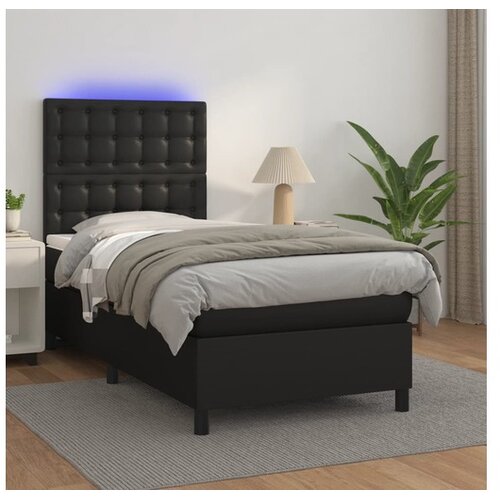  Box spring s madracem LED crni 90x200 cm od umjetne kože Cene