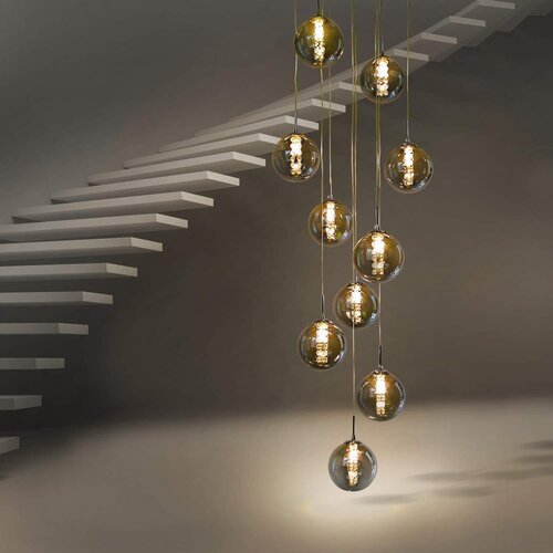 Nettlife Viseča svetilka s sivim steklom, premer 41 cm, G9 lestenec z 10 žarnicami v barvi, svetilka, (22123045) Cene