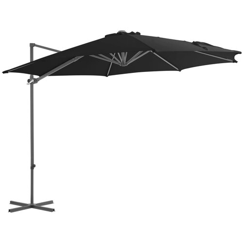 The Living Store Vrtni senčnik z jeklenim drogom črn 300 cm - Previsni Senčnik, (21750501) Cene