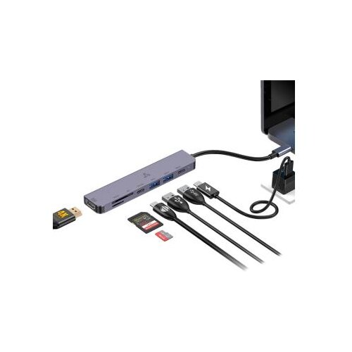 S Box Adapter H 999, USB Type C / HDMI - 7u1 Cene