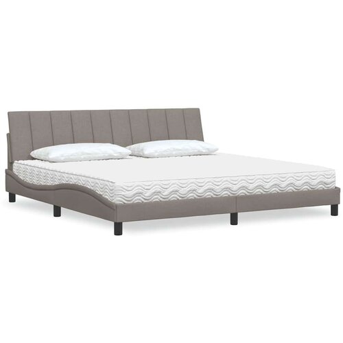  Krevet s madracem smeđesivi 200x200 cm od tkanine - Sivo-smeđa 200 x 200 cm Slike