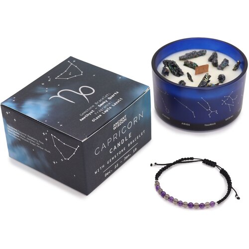  zodiakalna kristalna sveča z energijsko zapestnico – kozorog - soy wax, fragrance, glass, gemstones - majhna pozornost - birma - za 18 let - dan žena Cene