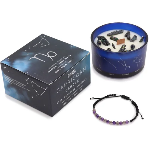  zodiakalna kristalna sveča z energijsko zapestnico – kozorog - soy wax, fragrance, glass, gemstones - majhna pozornost - birma - za 18 let - dan žena