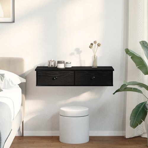  Zidna polica s ladicama crna 80x34x17 cm izrađeno drvo Slike