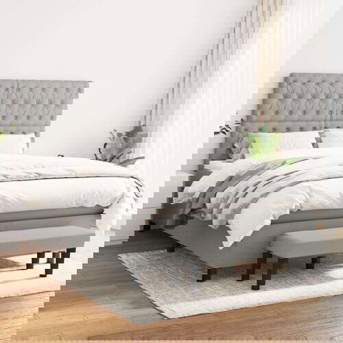  Box spring postelja z vzmetnico svetlo siva 140x200 cm blago, (20726785) Cene