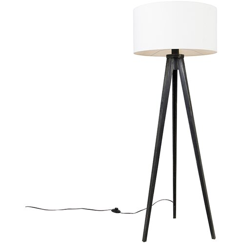 QAZQA Talna svetilka stativ črna z belim senčnikom 50 cm - Tripod Classic Slike