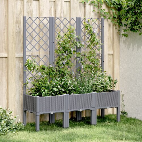 vidaXL Vrtna sadilica s rešetkom siva 120 x 40 x 142 cm PP Cijene