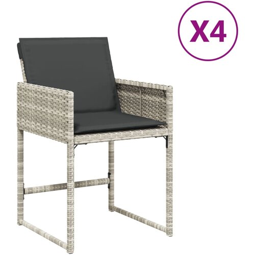 Maison Chic Vrtni stoli - Stol za vrt z blazinami 4 kosi svetlo siv poli ratan JS2295, (21877128) Slike