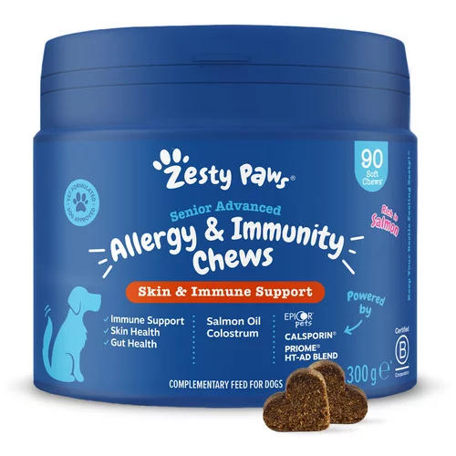 Zesty Paws Senior Allergy & Immunity priboljški z lososom - Varčno pakiranje: 2 x 90 žvečilnih tablet