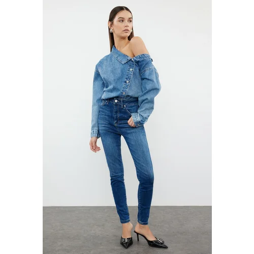 Trendyol Dark Blue High Waist Jeans