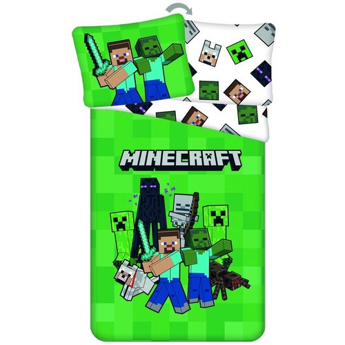 Jerry Fabrics Zelena dječja posteljina za krevet za jednu osobu od mikrovlakana 140x200 cm Minecraft Block Stack &amp;ndash; Slike