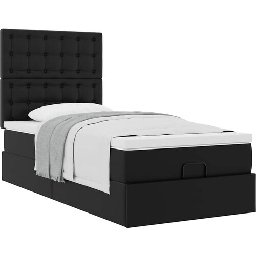 VidaXL Otomanski okvir kreveta s madracem crni 90x200 cm umjetna koža Slike