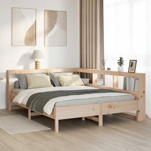 vidaXL Krevet s regalom za knjige bez madraca 150 x 200 cm od borovine Cijene
