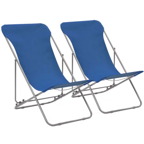 vidaXL zložljivi stoli za na plažo 2 kosa jeklo in oksford blago modri
