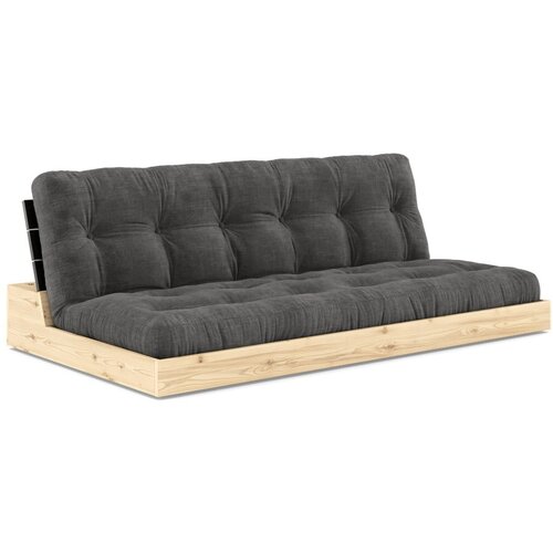 Karup Design Črna/antracitno siva raztegljiva sedežna garnitura iz rebrastega žameta 196 cm Base – Cene