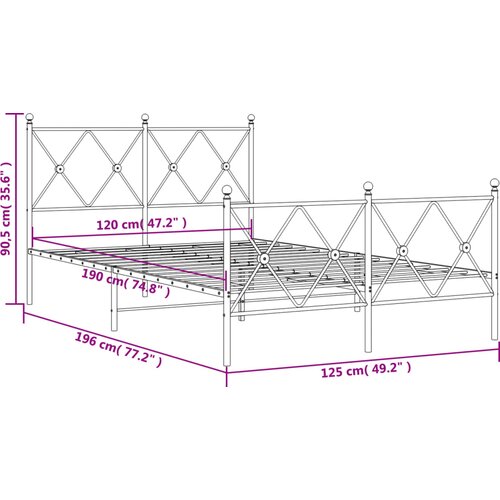  Metalni okvir kreveta uzglavlje i podnožje bijeli 120x190 cm Slike