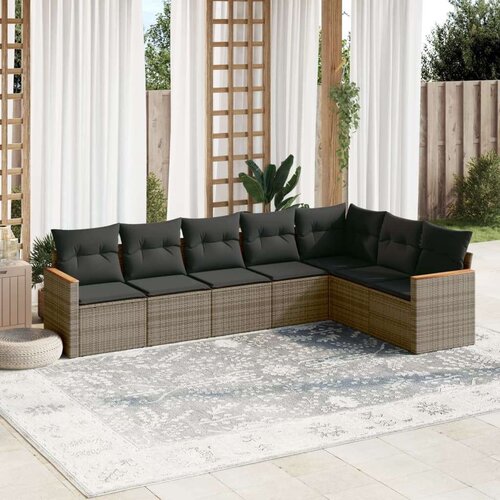  7-dijelni set vrtnih sofa sivi od poliratana Slike