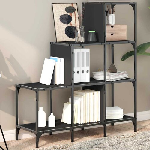  Regal za knjige crni 92 x 30 x 102 cm konstruirano drvo i metal Cene