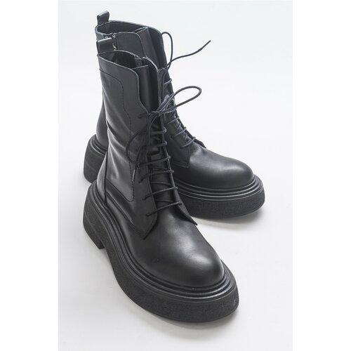 LuviShoes Pearl Black Skin Genuine Leather Women's Boots Slike
