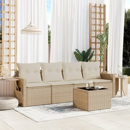  5-dijelni vrtni set sofa s jastucima bež od poliratana Cijene