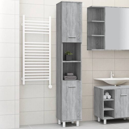 VidaXL Kopalni&amp;scaron;ka omarica siva sonoma 30x30x179 cm inženirski les Slike