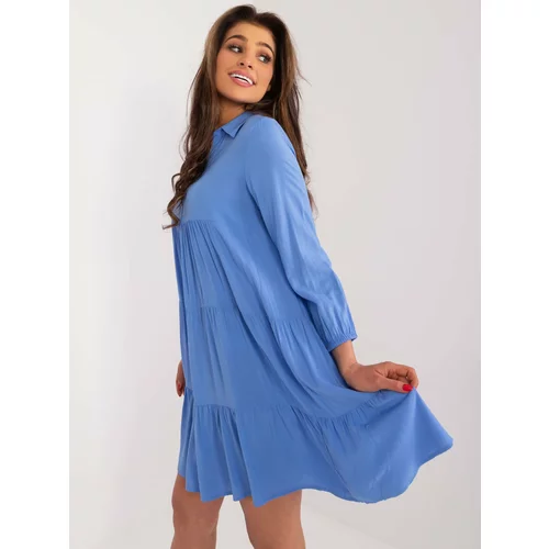 Fashion Hunters Blue summer dress with ruffles SUBLEVEL