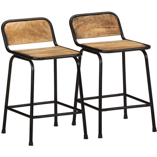 VidaXL Barski stolčki 2 črni 46x35,5x70 cm trden mangov les Slike