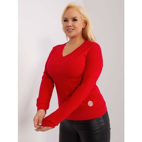 Fashion Hunters Red plus size blouse with long sleeves Slike