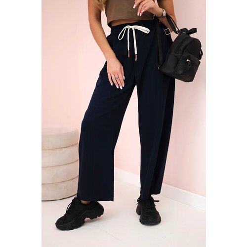 Kesi Włoski Butter trousers tied at the waist navy Cene