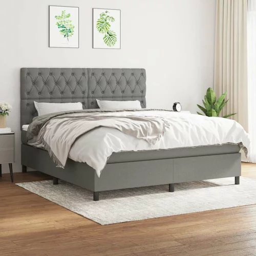  Box spring postelja z vzmetnico temno siva 160x200 cm blago, (20789906)
