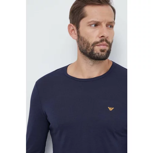 Emporio Armani Underwear Homewear pamučna majica dugih rukava boja: tamno plava, bez uzorka
