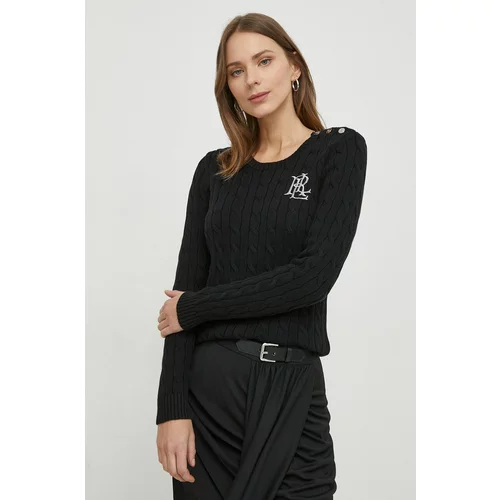 Polo Ralph Lauren Bombažen pulover črna barva