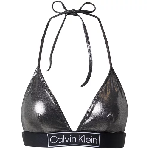 Calvin Klein Swimwear Bikini gornji dio srebrno siva / crna / bijela