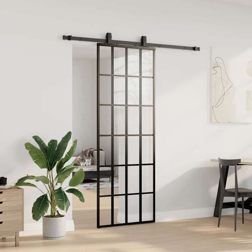 vidaXL Klizna vrata s priborom crna 76 x 205 cm od ESG stakla Cijene