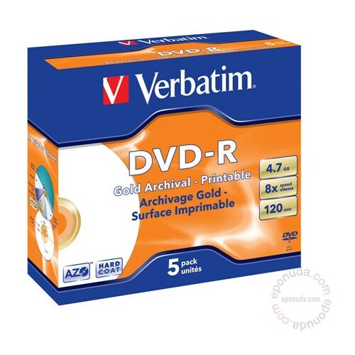 Verbatim DVD-R ARCHIVAL Gold 4.7GB 8X 43638 disk Slike