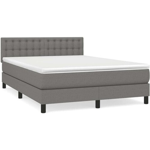  Krevet s oprugama i madracem tamnosivi 140x190 cm od tkanine Slike