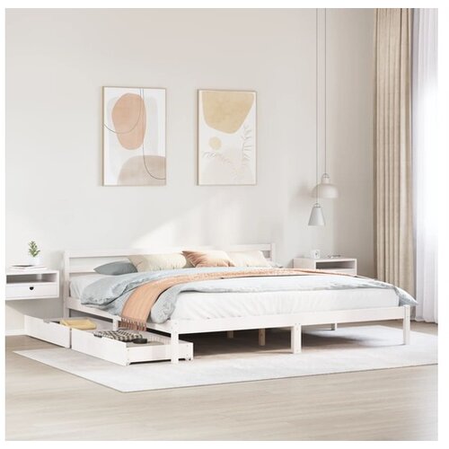 VidaXL Okvir kreveta bez madraca bijeli 180x200 cm od masivne borovine Slike