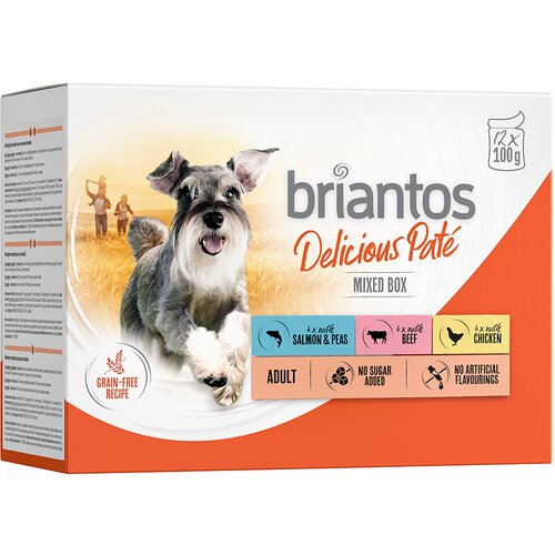 briantos Ekonomično pakiranje Delicious Paté 48 x 100 g - Mješovito pakiranje (piletina; govedina; losos) Cijene