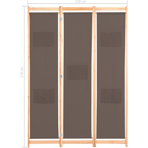  pregrada s 3 panela od tkanine 120 x 170 x 4 cm smeđa Slike