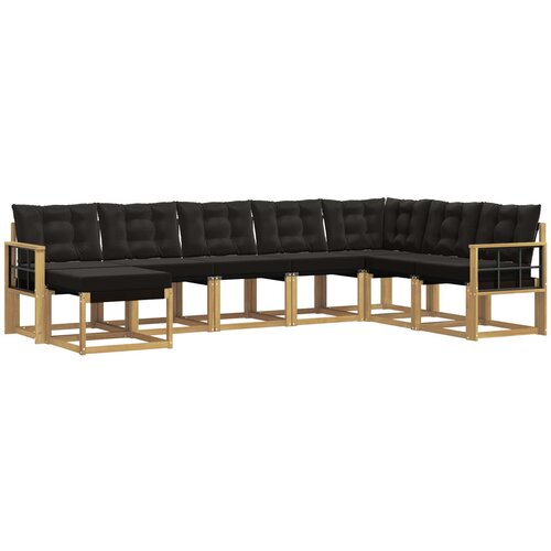  Set vanjskih sofa 8 kom. Bijela i crna Smeđa 306 x 187,5 x 73 cm Slike