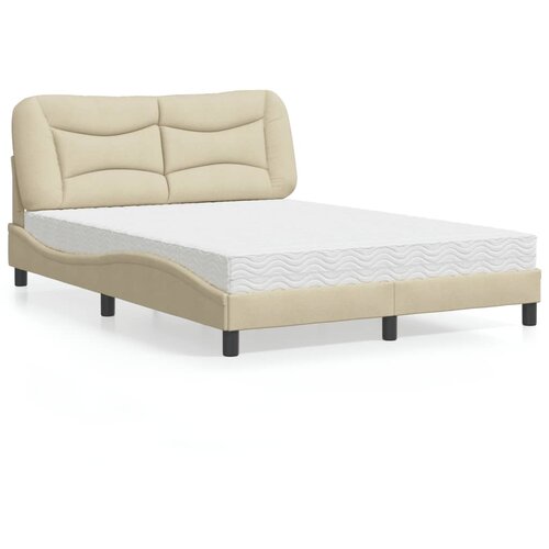  The Living Store Postelja z vzmetnico krem 120x200 cm blago - Postelja, (21497065) Slike