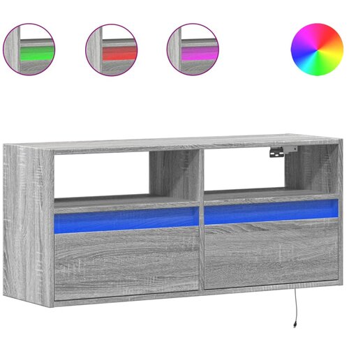 Maison Chic Stenska TV omarica - TV stojalo - Televizijska omarica z LED lučkami siva sonoma 100x31x45 cm, (21699819) Slike