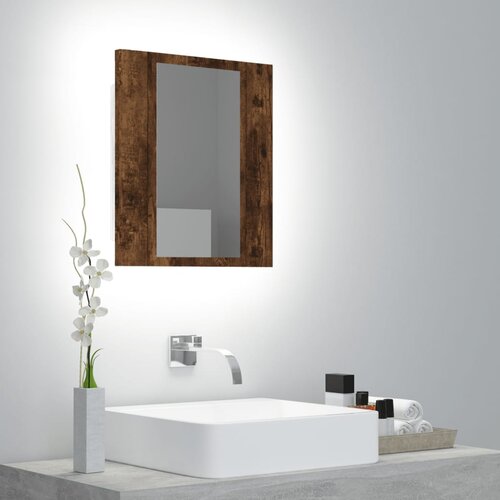 The Living Store LED kopalni&amp;scaron;ka omarica z ogledalom dimljeni hrast 40x12x45 cm - LED Omarica Z Ogledalom, (21436686) Slike