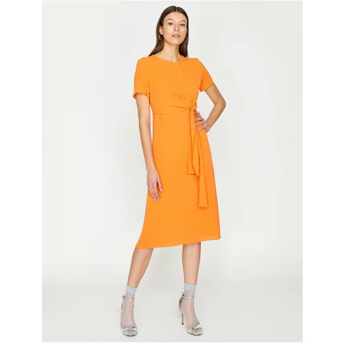 Koton Women's Orange Tie Waist Dress