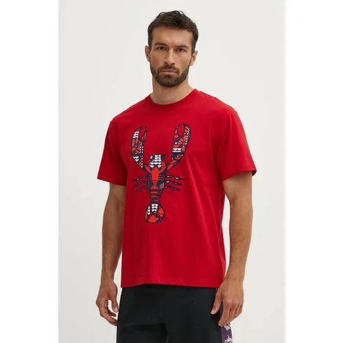 Vilebrequin Pamučna majica TARECK za muškarce, boja: crvena, s aplikacijom, TRKAP331