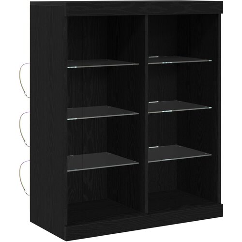 VidaXL Stranska omara z LED lučmi Črna hrast 41x37x100 cm Slike