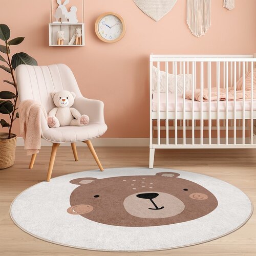 Mila Home Rjava/kremno bela pralna otro&amp;scaron;ka preproga &amp;oslash;120 cm Teddy Bear &amp;ndash; Slike