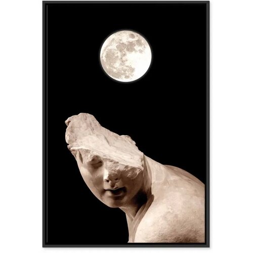  Slika - Moon and Statue (1 Part) Vertical 80x120 U crnom drvenom okviru Cene