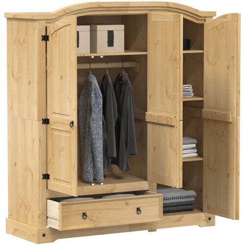 vidaXL Garderobna omara Corona 151,5x52x170 cm trdna borovina Cene
